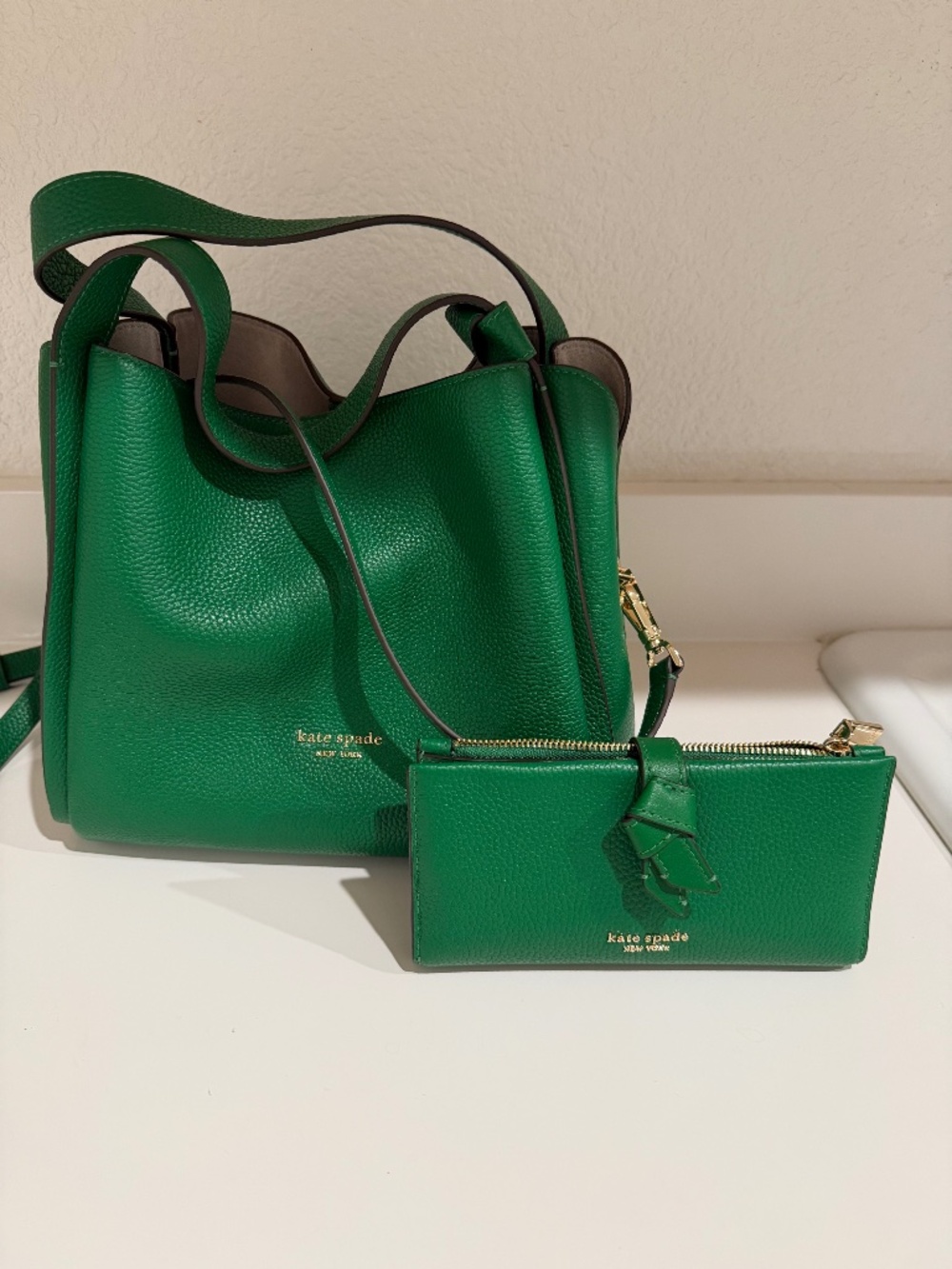 Kate Spade Knott Medium Crossbody Tote and Matching Watercress Knott wallet.
